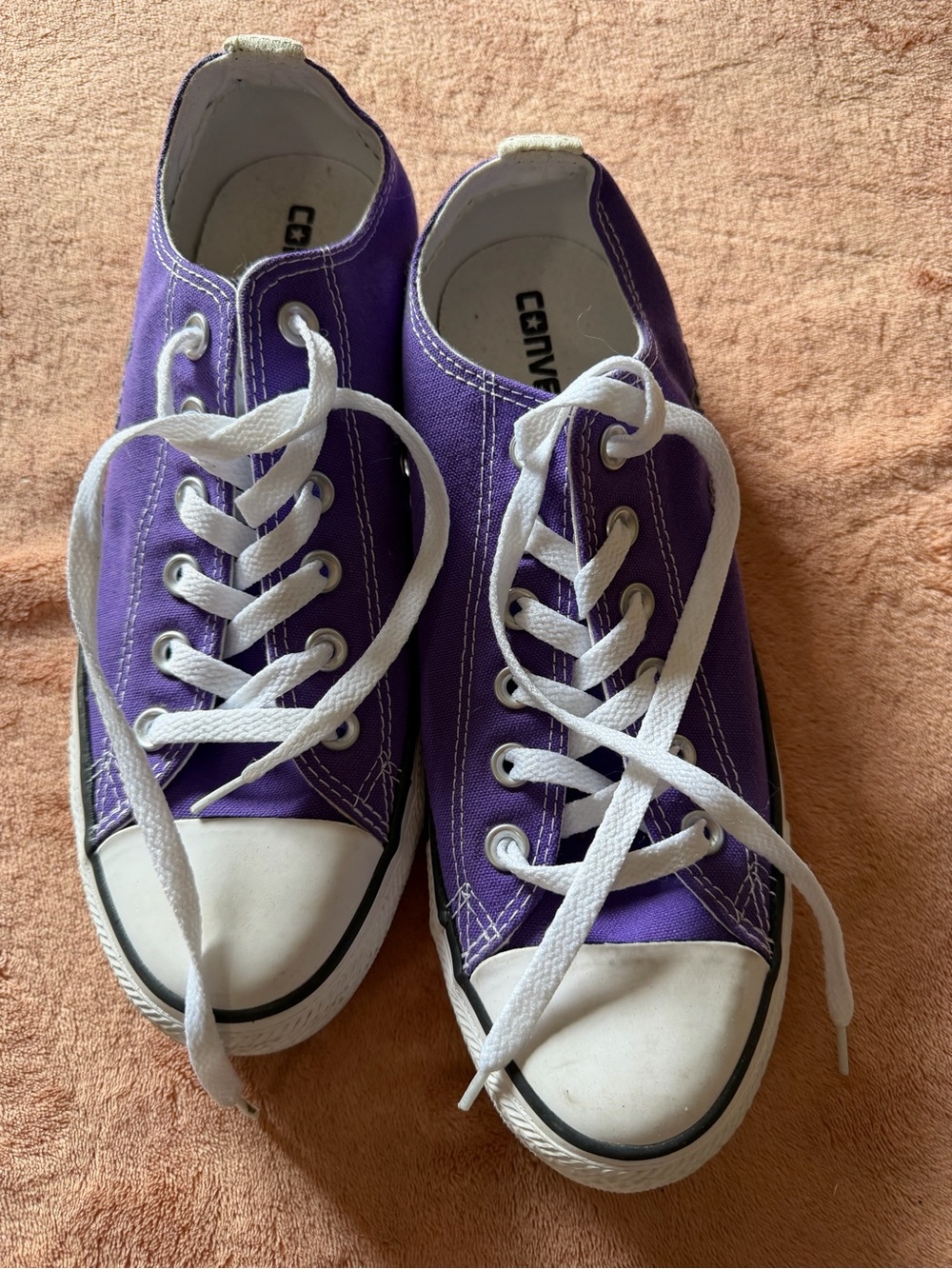Converse Purple Canvas Low Top Sneakers with White Laces